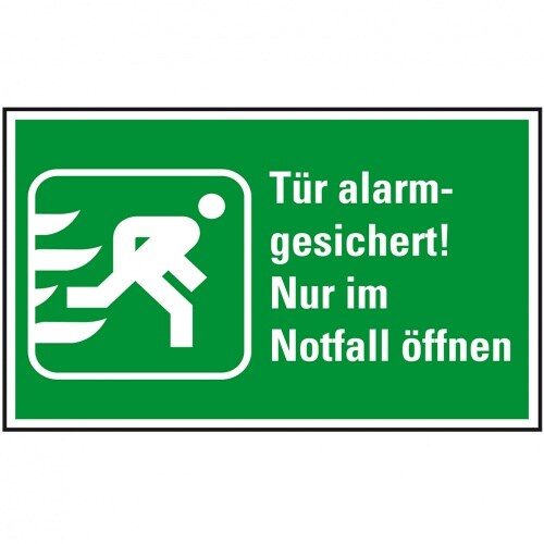 Aufkleber I Rettungszeichen Tür alarmgesichert!..., praxisbewährt, Folie, selbstklebend, 200x120mm