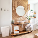 thumbnail of Relaxdays Aufbewahrungskorb 3er Set, mit Deckel & Stoffeinsatz, Bambus, Bad, Spielzeug, Aufbewahrungsbox, 3 Größen, grau