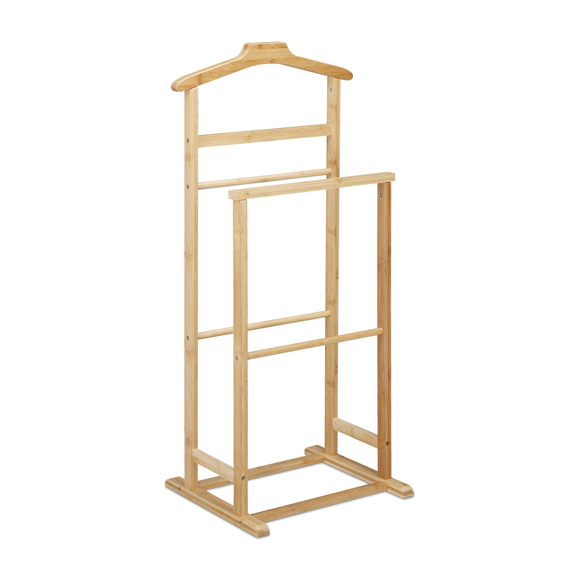 Relaxdays Herrendiener, Stummer Diener Bambus, Damen & Herren, Kleiderablage Schlafzimmer, HBT: 98,5 x 47 x 36 cm, natur