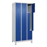 thumbnail of C+P Z-Spind Classic PLUS, Füßen, 6 Abteile, HxBxT 195x90x50cm, Zylinderschloss, Hellgrau/Enzianblau von PROREGAL