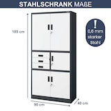 thumbnail of Aktenschrank abschließbar GEDO - mit Tresor & Schubladen| Büroschrank aus Stahl Metallschrank Werkstatt Werkzeugschrank, 185x90x40cm Anthrazit-Weiß