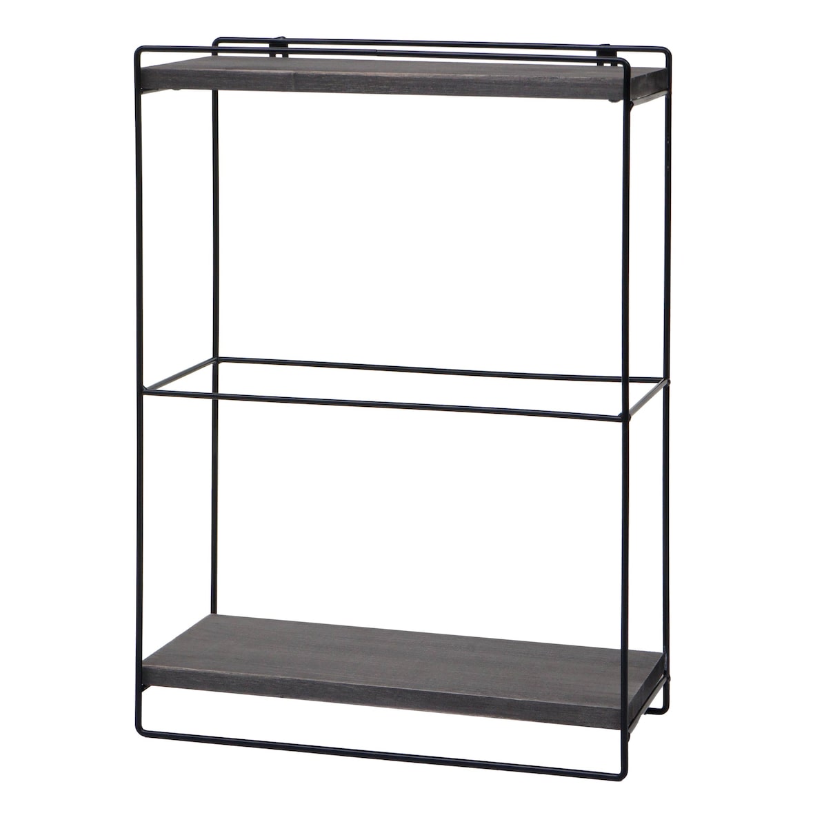 Wandplank HWC-K77, hangende plank Keukenplank, massief houten metalen industriële 2 planken 50x35x17cm ~ donkergrijs