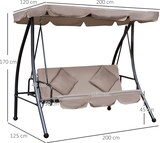 thumbnail of Outsunny Columpio Balancín Jardín de 3 Plazas Convertible en Cama con Techo Ajustable Cojín y Almohadas para Balcón Terraza Carga 340 kg 200x125x170cm