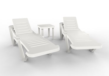 garbar MASTER-ANDORRA Espreguiçadeira-Mesa Lateral Exterior Set 2+1 Branco