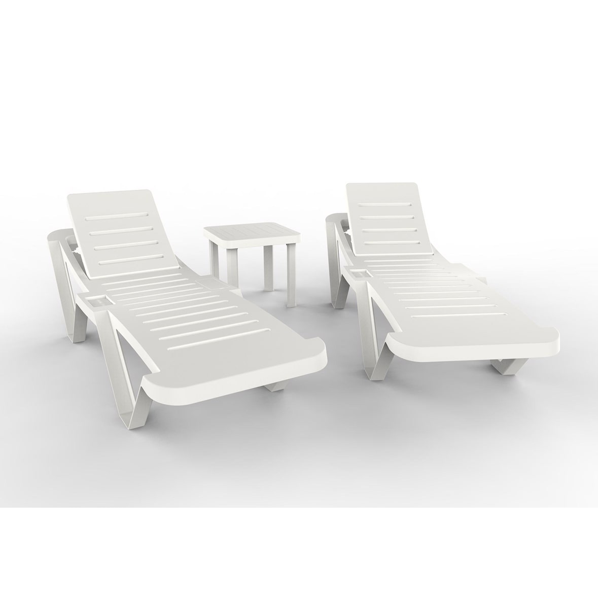 garbar MASTER-ANDORRA Set 2+1 Tumbona-Mesa Auxiliar Exterior Blanco