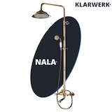 thumbnail of NALA | conjunto de duche de chuva vintage latão aço inoxidável não lacado | de design retro sistema torneira misturadora completo com chuveiro de mão