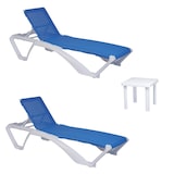 thumbnail of garbar ACQUA-ANDORRA Set 2+1 Tumbona-Mesa Auxiliar Exterior Estructura Blanca - Textilene Azul