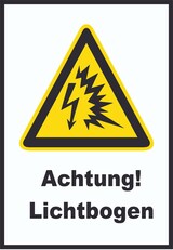 thumbnail of Achtung Lichtbogen A6 Rückseite selbstklebend Schild