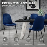 thumbnail of Esszimmerstühle 4er Set, Dunkelblau, Küchenstuhl mit Samtbezug, Wohnzimmerstuhl mit Rückenlehne, Polsterstuhl mit Metallbeinen, Ergonomischer Stuhl