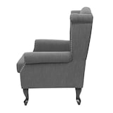 thumbnail of Sillón Chesterfield, sillón reclinable club wing chair, tela/textil repelente al agua ~ gris oscuro sin otomana