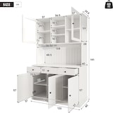 thumbnail of Merax Buffetkast 120 x 40 x 191 cm, hoge vitrinekast met glazen deuren, barvak, glashouder, stopcontacten, USB-A en USB-C, wit