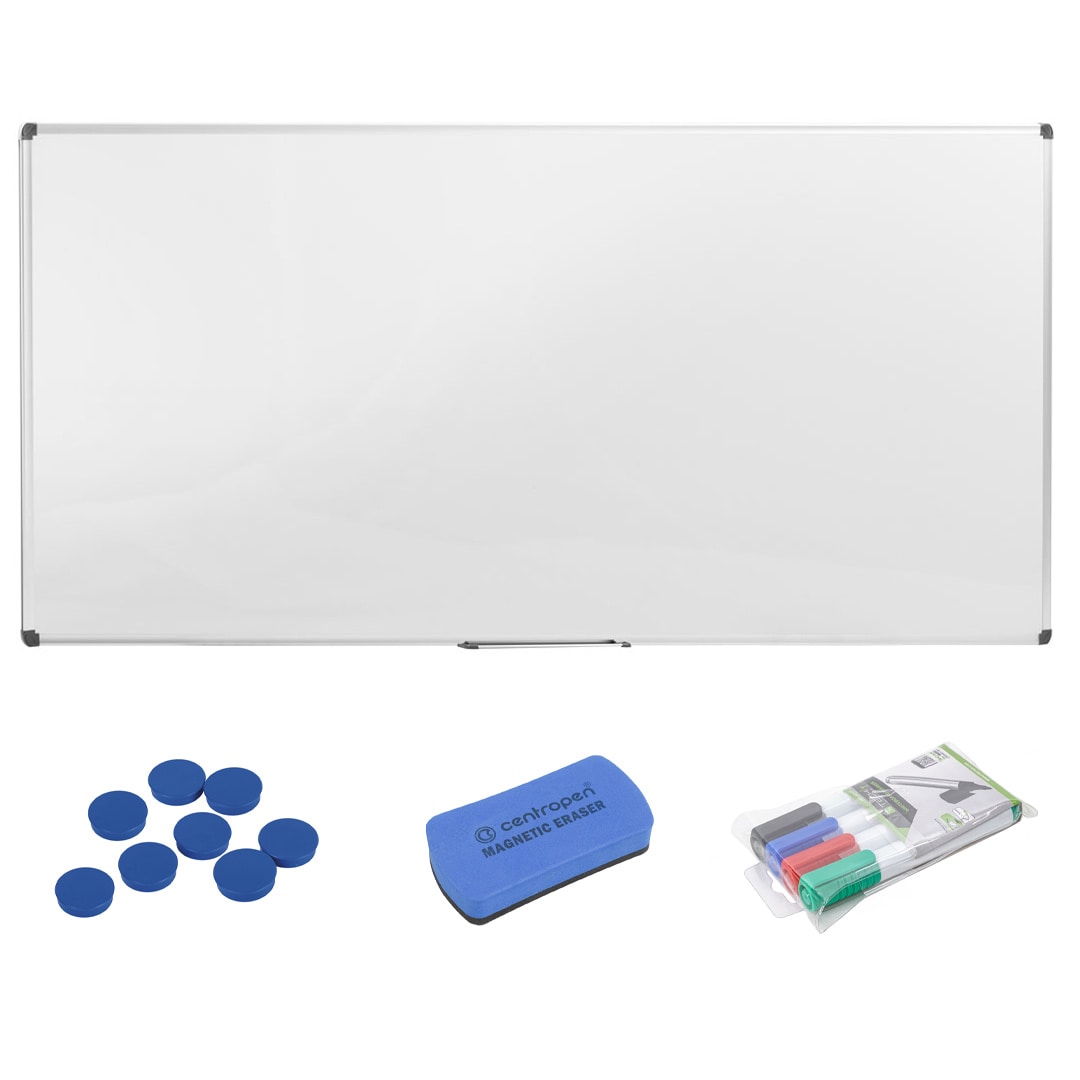 Danieli - Lavagna Magnetica 200x100 con 8 Pennarelli, 8 Magneti e 1 Cancellino - Lavagna con profilo in alluminio e kit per il fissaggio incluso