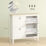 thumbnail of HOMCOM mueble zapatero estrecho con 4 cajones abatibles estantes ajustables y tiradores de PU para 20 pares de zapatos 105x24x95,5 cm blanco