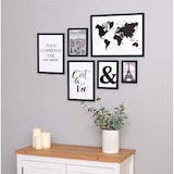 thumbnail of Juego de 6 marcos negro de madera MDF, cristal acrílico, para colgar, incluye accesorios