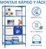 thumbnail of SimonRack Estantería Metálica, 2000x1100x500 mm, 5 Alturas, Bandeja Metal, 200 kg de Punto Flexión, Azul/Galva - Simonclick