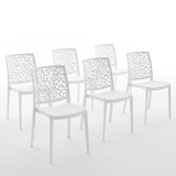 thumbnail of Conjunto 6 Sillas de polipropileno con fibra de vidrio apilables para exterior y jardín, bar y restaurante, cocina diseño moderno - ANNA - Blanco