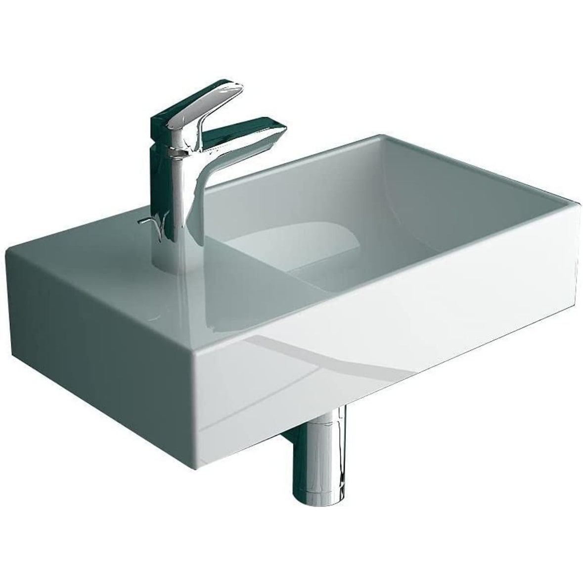 Alpenberger Waschbecken | Kleines Hängewaschbecken Gäste-WC | Waschplatz Lösung Keramik Eckig | Mini Handwaschbecken für Badezimmer Modernes Design