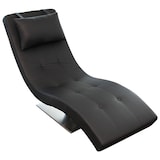 thumbnail of SalesFever Relax Lounger met nekkussen | bekleding kunstleer | frame van roestvrij staal | B 60 x D 170 x H 82 cm | zwart