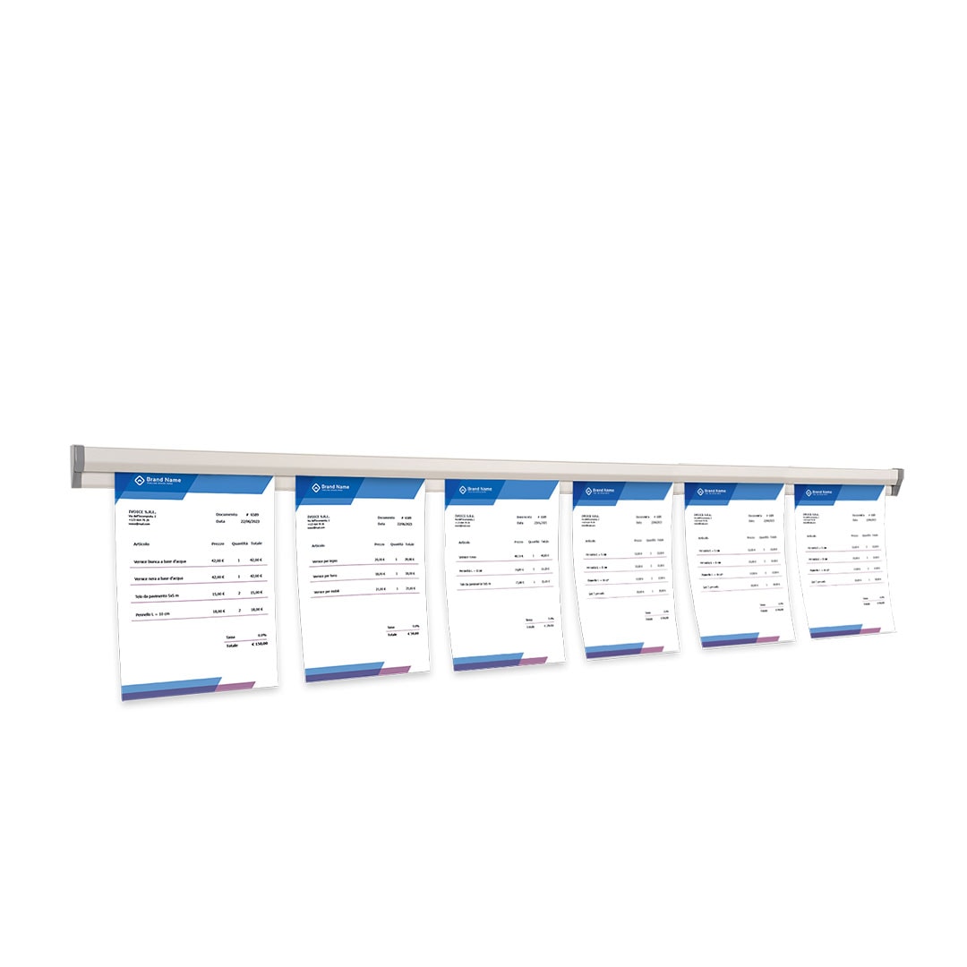 Danieli - Barra Porta Comande per Ristoranti in Alluminio da 150 cm - Barra Ferma Fogli con 2 Nastri di Biadesivo e Viti di Fissaggio