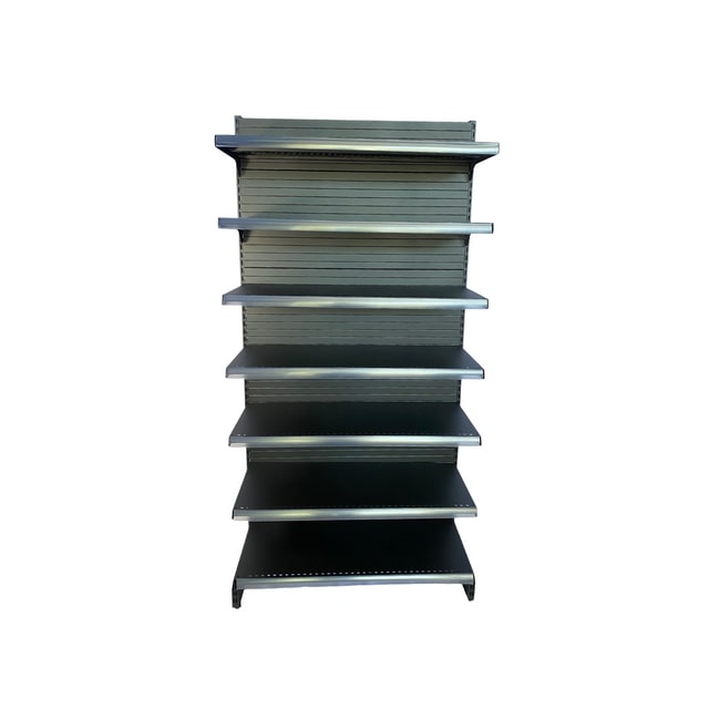 EUROP'METAL Gondole Murale DEPART (Simple Face) Noir  H.206xP.40xL.133cm Base + 6 Tablettes supérieures et porte étiquettes M7PROF400N