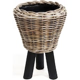 thumbnail of Vaso com pés de madeira – Ø 27 x 42 cm – Drypot em suporte de madeira – Floreira sustentável – Vaso decorativo – Interior – Castanho