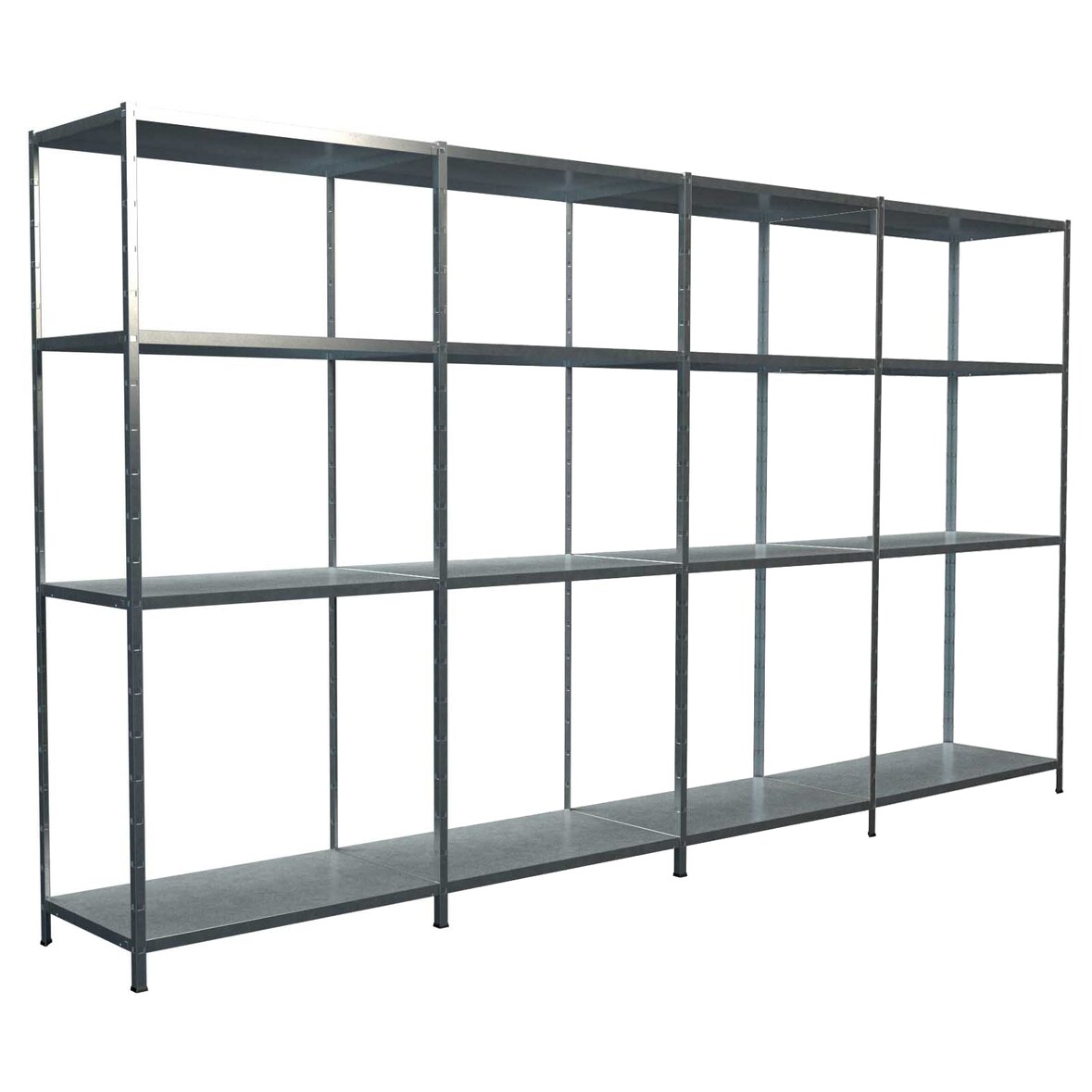 Steck-Grund-/ u 3 Anbauregale, 16 Böden, 1800x4000x350, verz.