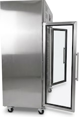 thumbnail of Romux® Kühlschrank mit 2 Türen Glastüren 148 cm mit Umluftkühlung | Gastro Kühlschrank aus Edelstahl mit 1300 L Kapazität - 6 Einlegeböden und 580 W