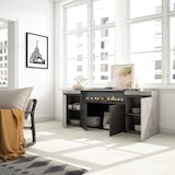 thumbnail of Sideboard, Schrank, Küche, Schrank, Flurmöbel, 200x35x75cm, 4 Türen, Elektrischer Kamin, Moderner Stil, Zementgrau _ 60_11