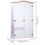 thumbnail of vidaXL Kleiderschrank Mexiko-Stil Kiefernholz 2 Türen Weiß