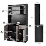 thumbnail of COSTWAY 180 cm keukenkast met werkblad, dressoir met 4 verstelbare planken en kabelopeningen (zwart)