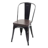 thumbnail of 4er-Set Esszimmerstuhl HWC-H10e, Küchenstuhl Stuhl, Chesterfield Metall Kunstleder Industrial Gastro ~ schwarz-braun