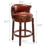 thumbnail of Barhocker mit Rückenlehne Echtleder Braun 96x55x55 cm 360 Grad drehbar Massivholzgestell, komfortabel und stabil für Küche Bar