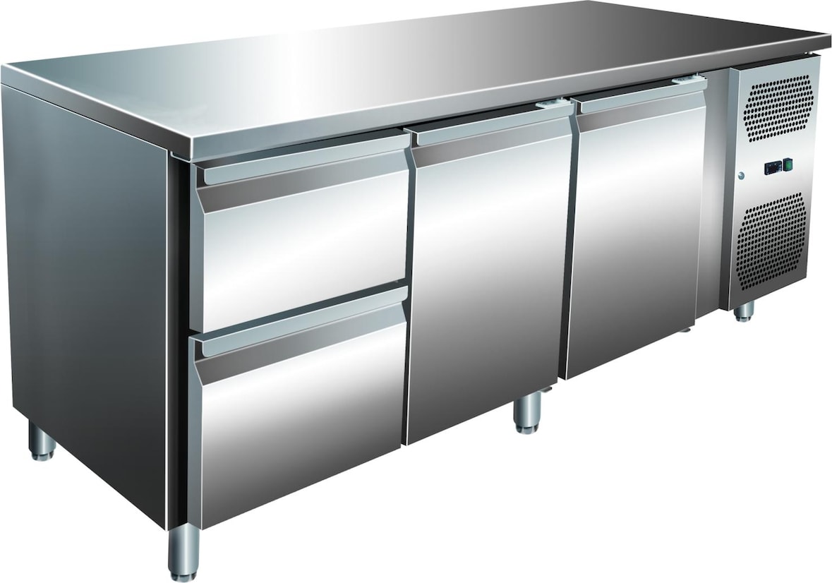 A&S VIP Kühltisch mit 1x 2 Schubladen und 2 Türen -2 bis +8°C 1.795x700x860 mm
