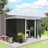 thumbnail of Outsunny cobertizo de jardín 280x130x172 cm base 3,2 m² caseta metálica para almacenamiento de herramientas con 2 puertas base y 2 ventanas