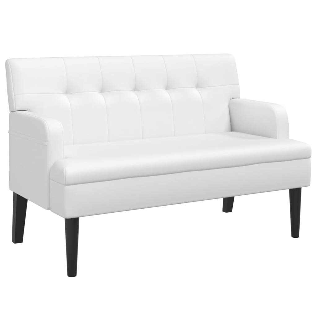 vidaXL Sitzbank mit Rückenlehne Weiß 112x65,5x75 cm Kunstleder