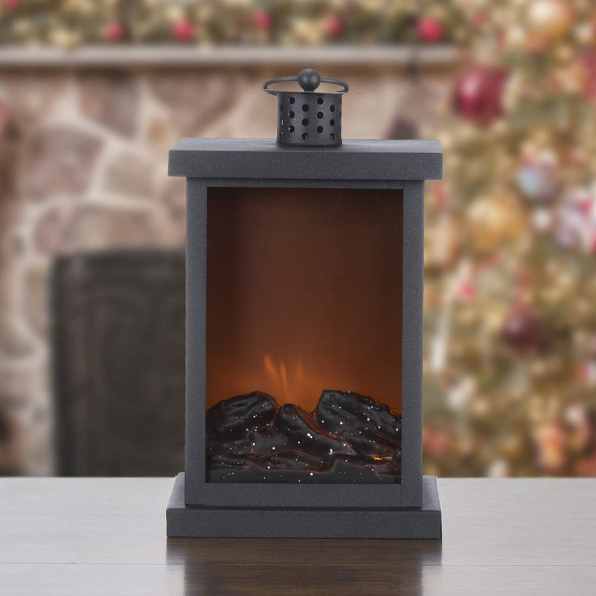 Gilde Kaminfeuer LED Laterne Kamnin Deko Flammeneffekt 15x25cm 69977