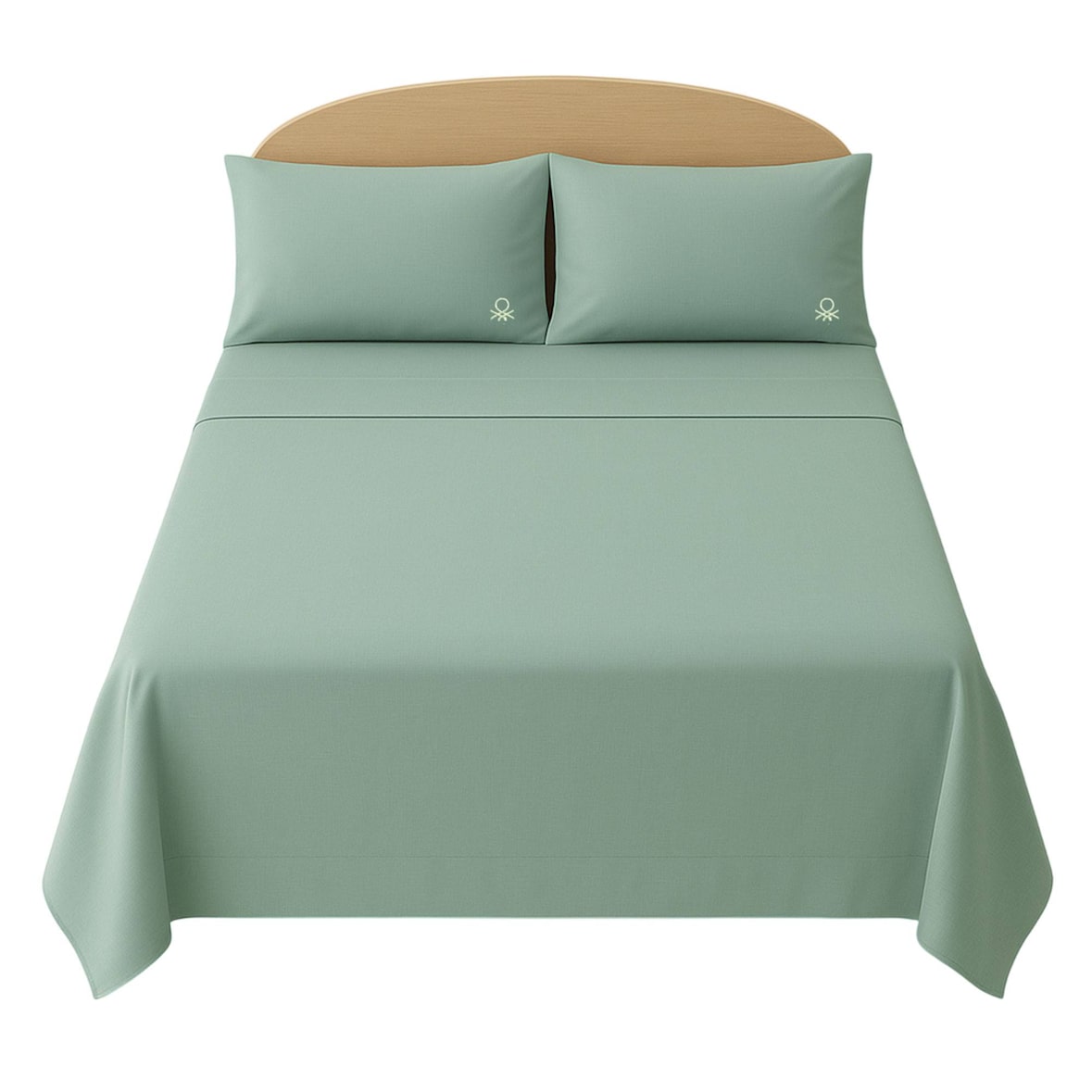 Benetton - Conjunto de cama king 4 peças: lençol plano (260x280cm), lençol justo (200x200cm), 2 fronhas (50x80cm) 100% algodão verde