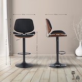 thumbnail of Décoshop26 - Set aus 2 Barhockern im Retro-Modern-Stil mit schwarzem Stoffsitz Gestell aus Walnussholz und schwarzem Metall 10_0006701