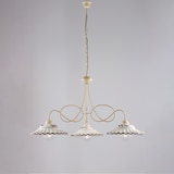 thumbnail of Lustre Bistrot em ferro marfim e deco efeito decapado com difusores cerâmicos d. 30 branco e marrom 3 luzes 115 Ø80