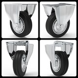 thumbnail of PRIOstahl Transportrollen 160mm Rollensatz 2 Bockrollen + 2 Lenkrollen mit Bremse schwarz Schwerlast