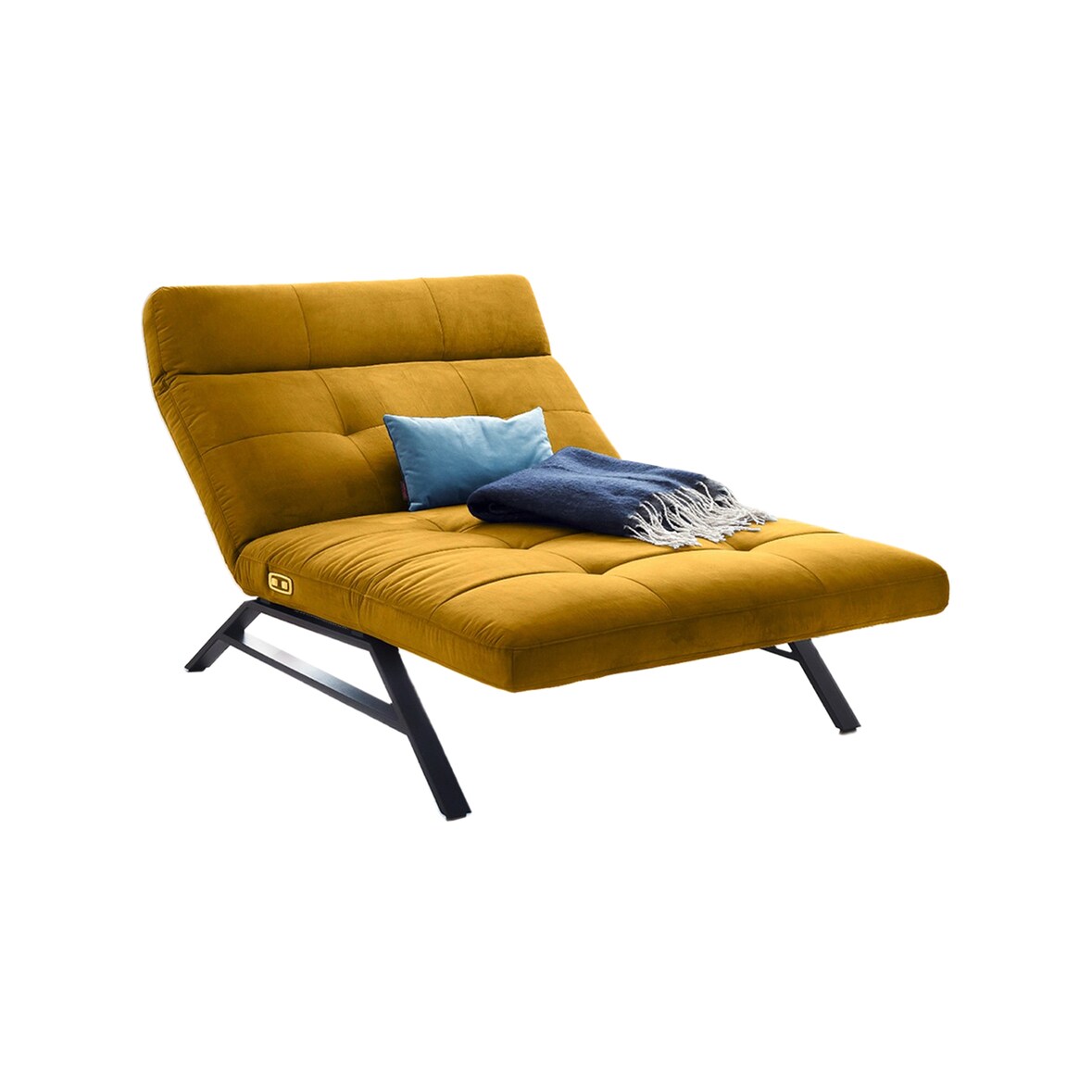 KAWOLA Liege AMERIVA Sessel Relaxliege Maxi Velvet curry Fuß schwarz