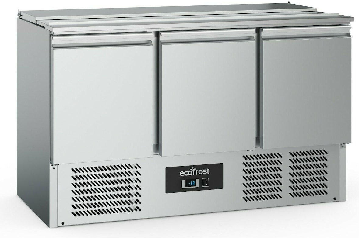 Gastro Edelstahl Kühltisch Kühltheke Saladette 3 Türen 368l 3x 1/1GN +2/+8°C