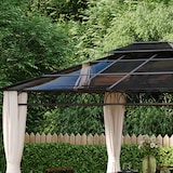 thumbnail of Outsunny cenador de jardín 3,6x3 m gazebo de exterior techo doble de policarbonato 4 cortinas mosquiteras laterales cremallera marco de aluminio patio