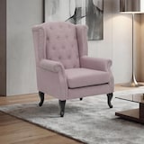 thumbnail of Chesterfield fauteuil, relax club fauteuil wing chair, waterafstotende stof/textiel ~ lichtroze zonder voetenbank