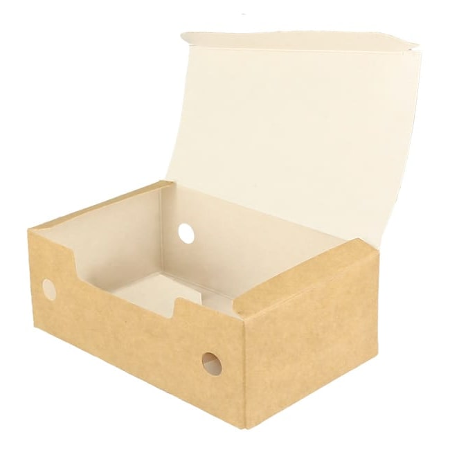 MONOUSO - Caja Comida para Llevar Pequeña Kraft 115x72x43mm (25 Uds)