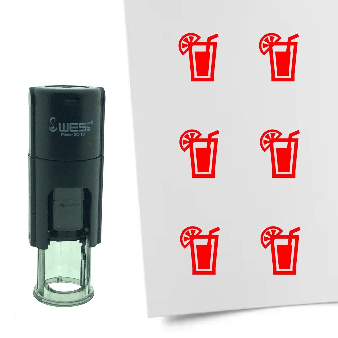 CombiCraft Selbstfärbender Stempel 'Cocktail' in der Farbe Rot, Ø10mm