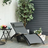 thumbnail of Outsunny Tumbona Reclinable con Respaldo Ajustable Reposacabezas Extraíble Aluminio Gris