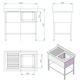 thumbnail of vaiotec Spültisch / 1 Becken rechts mit Abtropffläche, 1000 x 600 mm