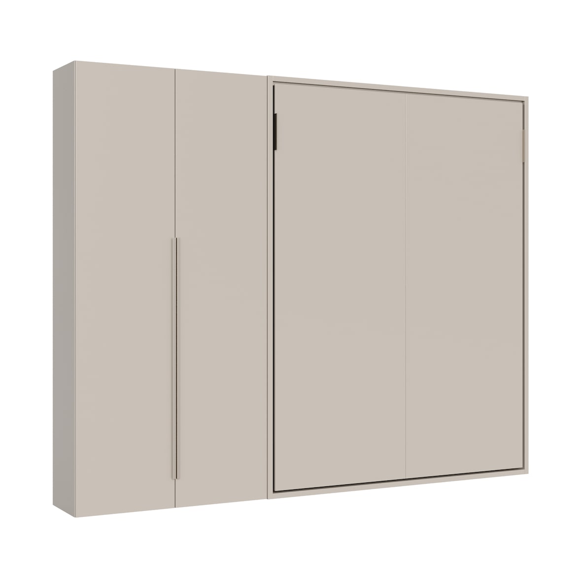 Cama de casal vertical dobrável Versia 160 com guarda-roupa esquerdo Argilla de 2 portas