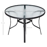 thumbnail of Mesa de Cristal de Jardín con Agujero para Sombrilla Mesa de Comedor Redonda Exterior Terraza Balcón con Marco de Acero Ø106,5x71 cm